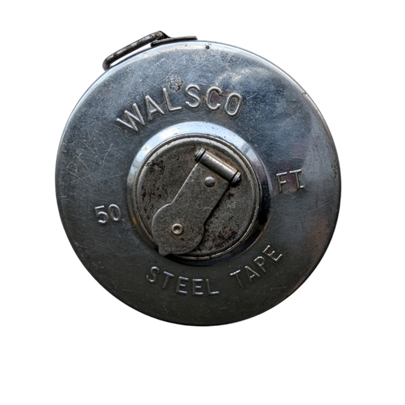 WALSCO 50 Foot Steel Measuring Tape USA Milford Vintage Retro Round Metal - Picture 2 of 6